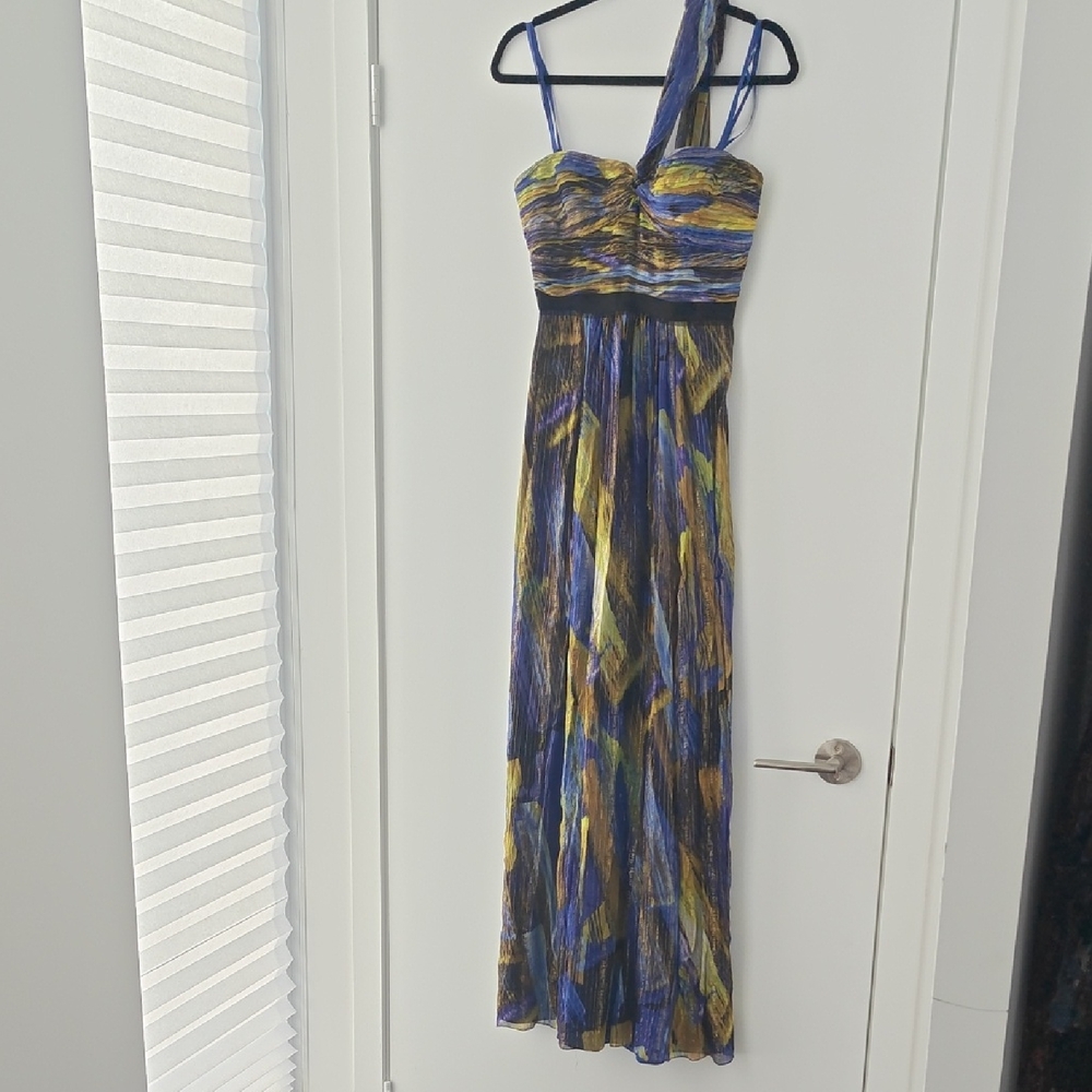 BCBGMaxAzria Silk Metallic Inga Maxi Dress NWOT - Picture 3 of 7